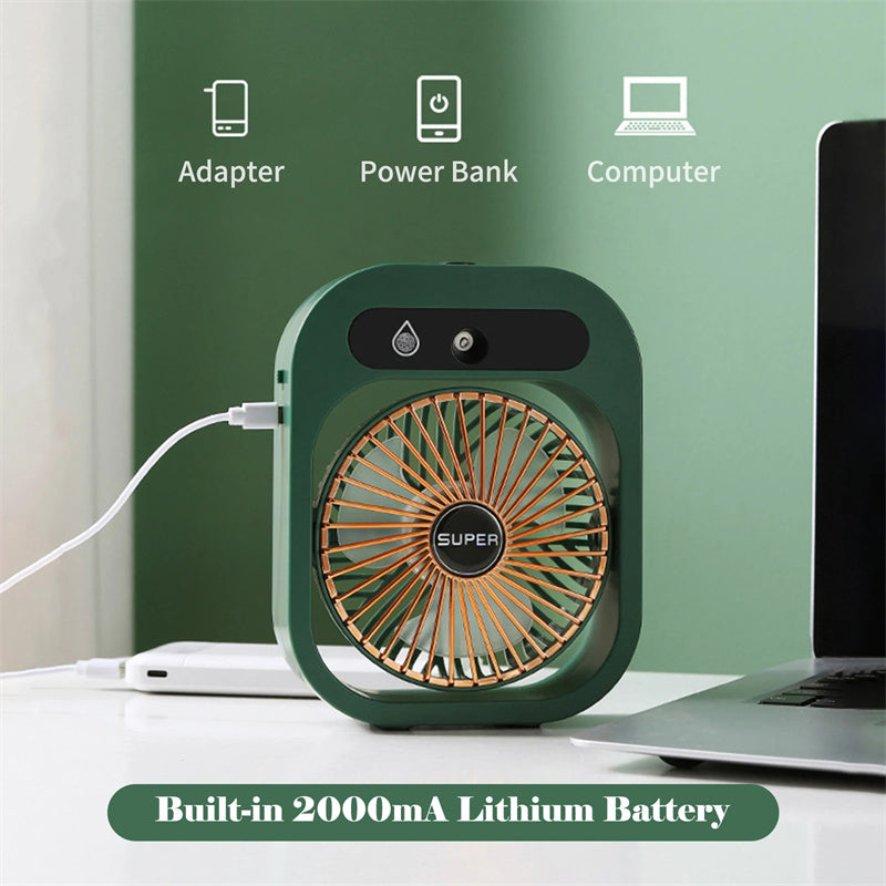 NNEDSZ Portable USB Rechargeable Misting Fan - Compact Personal Fan with Cooling Spray - White Colors-2